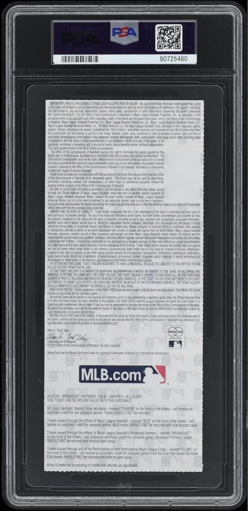 David Freese Signed 2011 World Series Game 7 Full Ticket PSA DNA GEM MINT 10 - 2