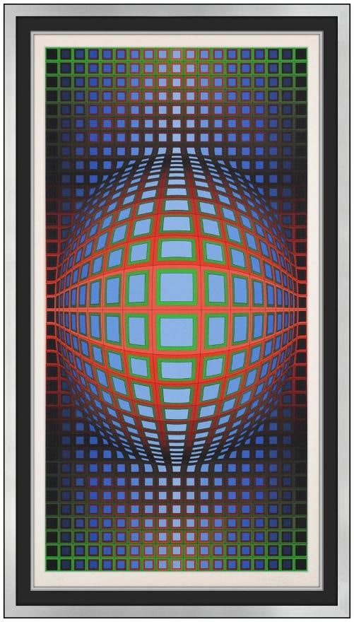 Victor Vasarely Original Color Screenprint Kerek Geometric Signed Framed Artwork: Condition: Used,Artist: Victor Vasarely,Unit of Sale: Single Piece,Image Orientation: Portrait,Signed: Yes,Period: Contemporary (1970 - 2020),Title: Kerek,Material: Paper,Certificate of Authenticity (
