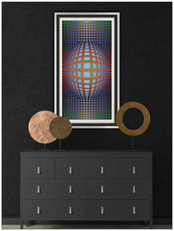 Victor Vasarely Original Color Screenprint Kerek Geometric Signed Framed Artwork - 2