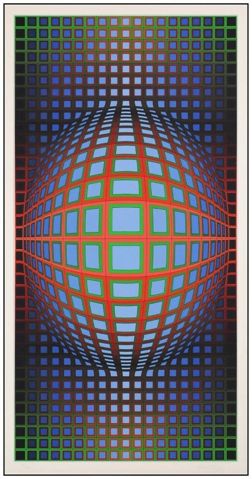 Victor Vasarely Original Color Screenprint Kerek Geometric Signed Framed Artwork - 3