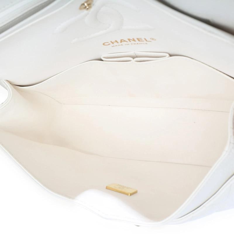 Chanel White Quilted Caviar Small Classic Double Flap Handbag - 2
