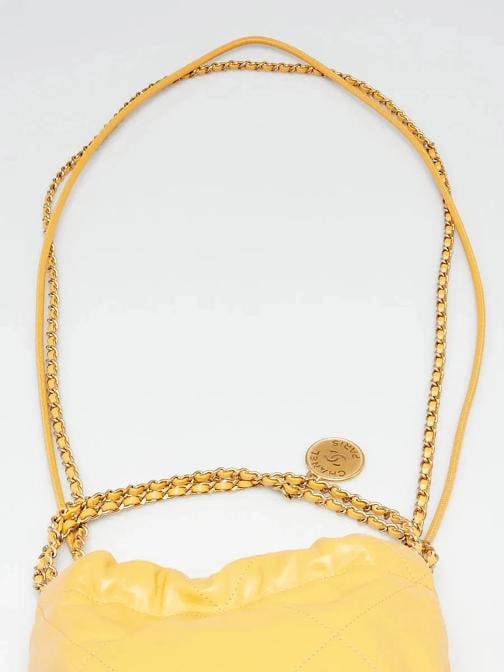 Chanel Yellow Quilted Calfskin Leather Chanel 22 Mini Bag - 7