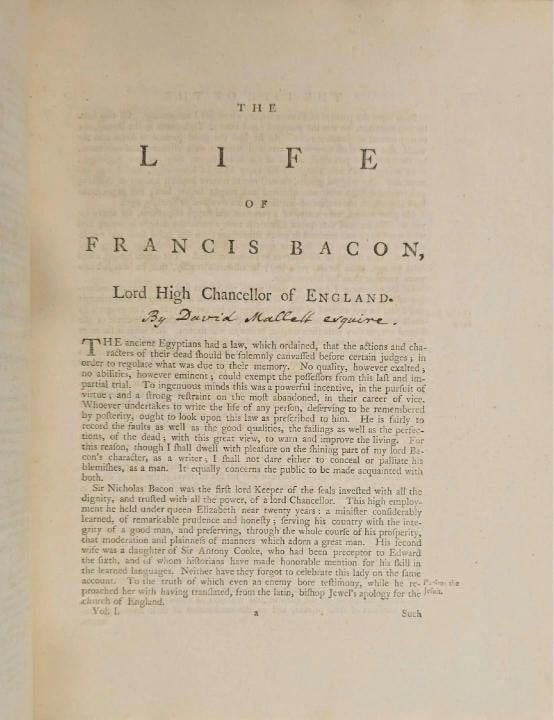 1765 Works of Francis Bacon Fine Leather Bindings Quarto 12 Tall Scarce Edition - 12
