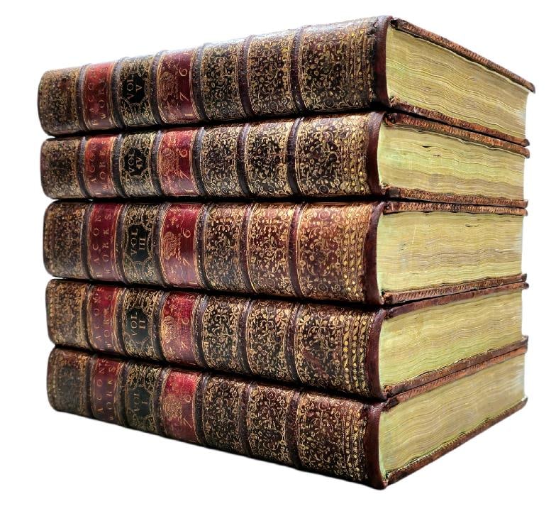 1765 Works of Francis Bacon Fine Leather Bindings Quarto 12 Tall Scarce Edition - 4