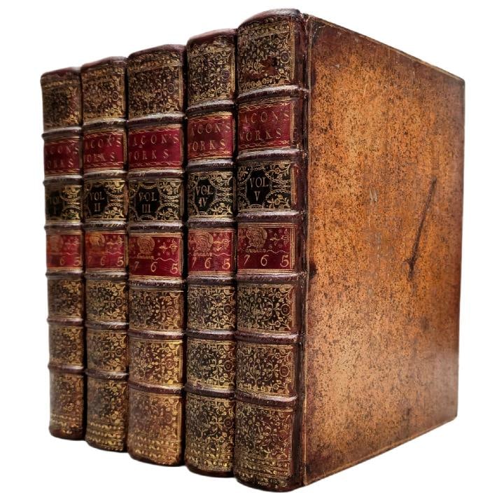 1765 Works of Francis Bacon Fine Leather Bindings Quarto 12 Tall Scarce Edition - 8