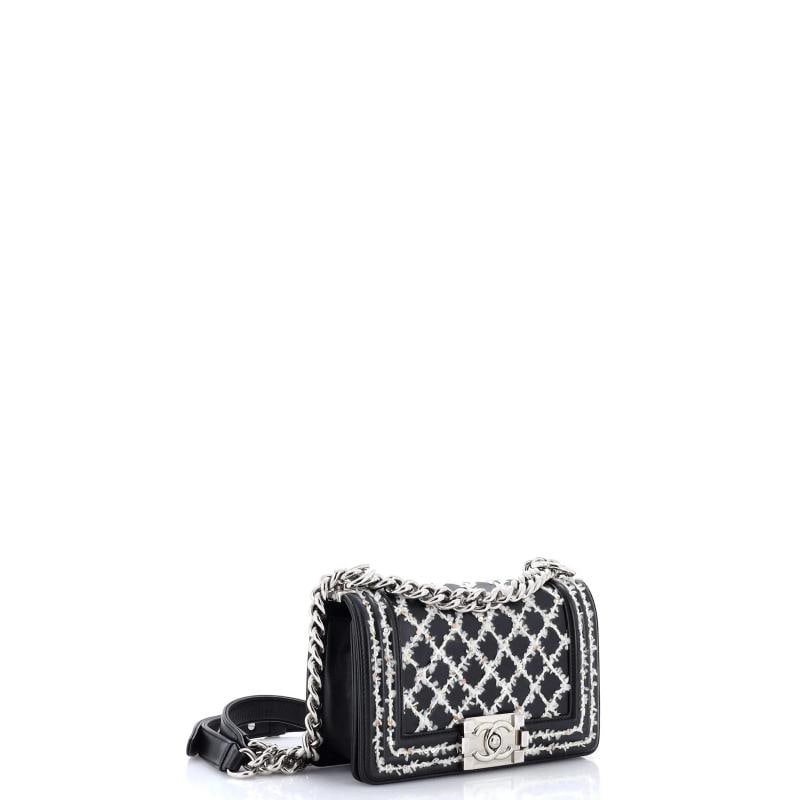 Chanel Boy Flap Bag Lambskin with Quilted Tweed and Sequins Small - 2