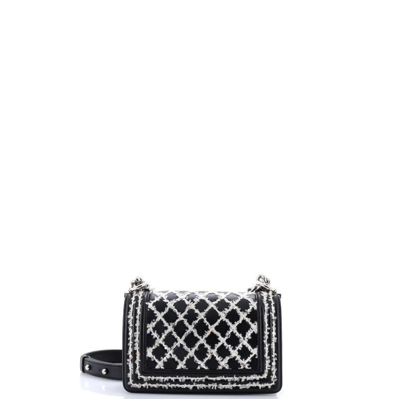 Chanel Boy Flap Bag Lambskin with Quilted Tweed and Sequins Small - 3