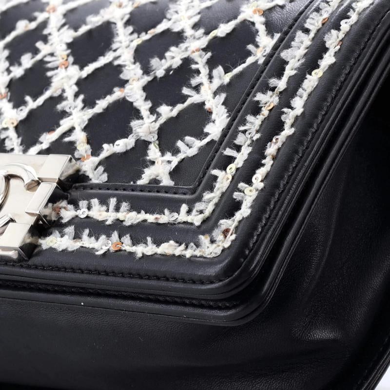 Chanel Boy Flap Bag Lambskin with Quilted Tweed and Sequins Small - 6