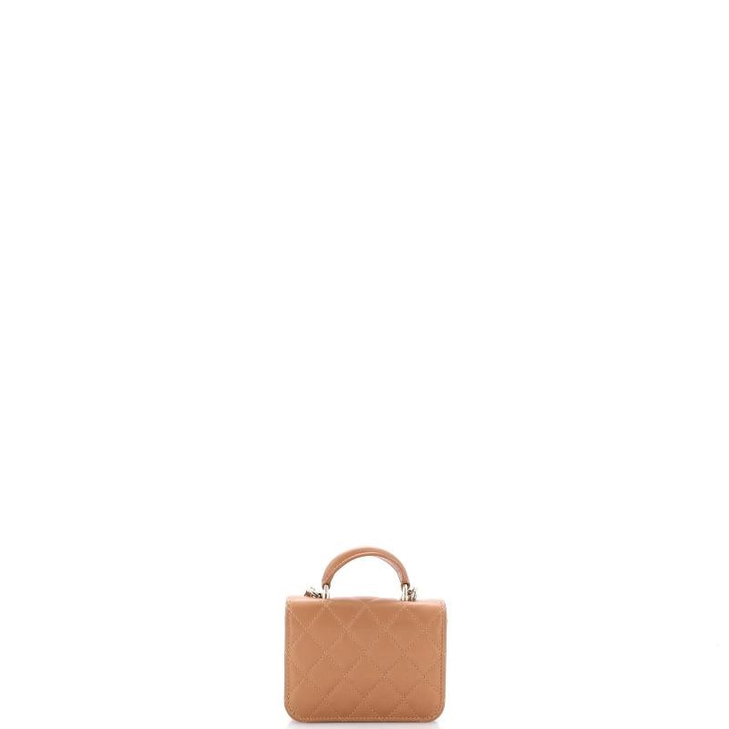 Chanel Top Handle Flap Coin Purse with Chain Quilted Lambskin - 3