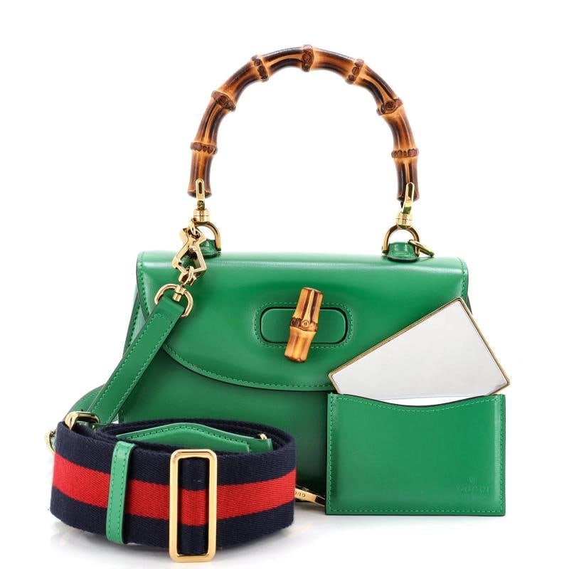 Gucci Bamboo 1947 Top Handle Bag Leather Small: Accessories: Extra Strap, Mirror With Case, With Strap Measurements: Handle Drop 4", Height 6", Width 8.5", Depth 3", Strap Drop 17-20".Condition: Pre-owned - Excellent,Brand: Gucci,Exterior
