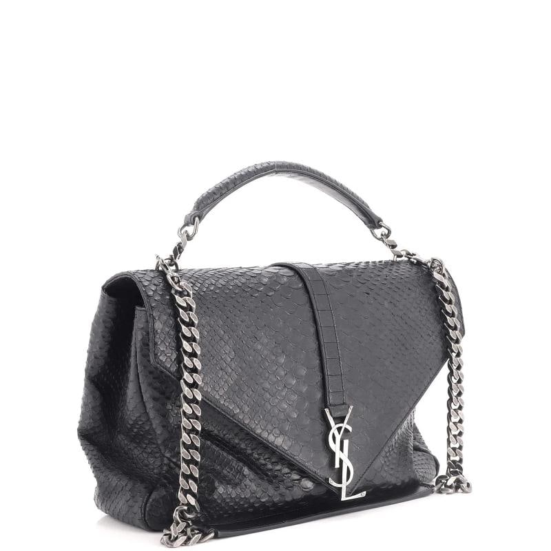 Saint Laurent Classic Monogram College Bag Python Embossed Leather Large - 2