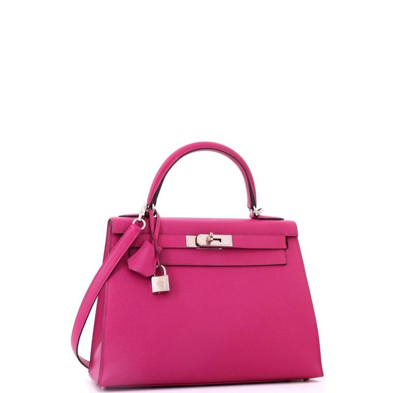 Hermes Kelly Handbag Pink Epsom with Palladium Hardware 28 - 3