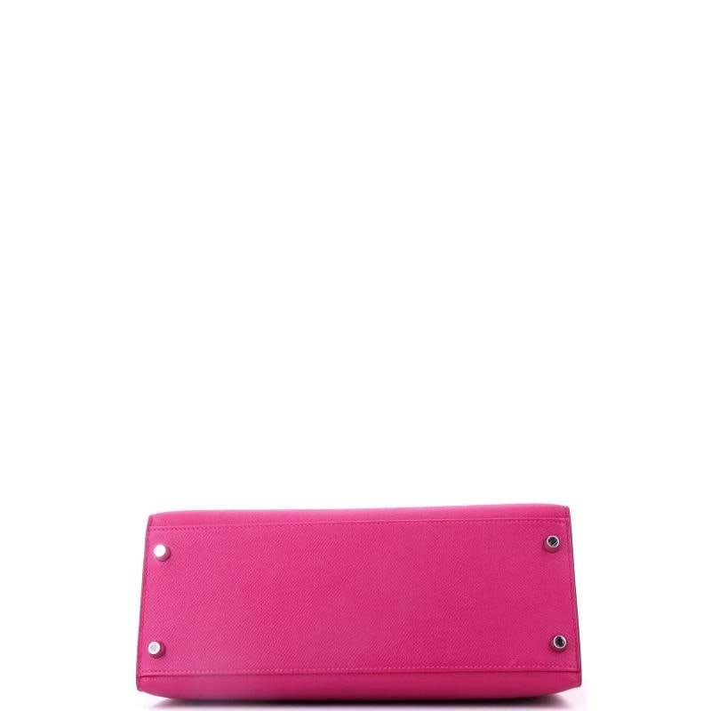 Hermes Kelly Handbag Pink Epsom with Palladium Hardware 28 - 5