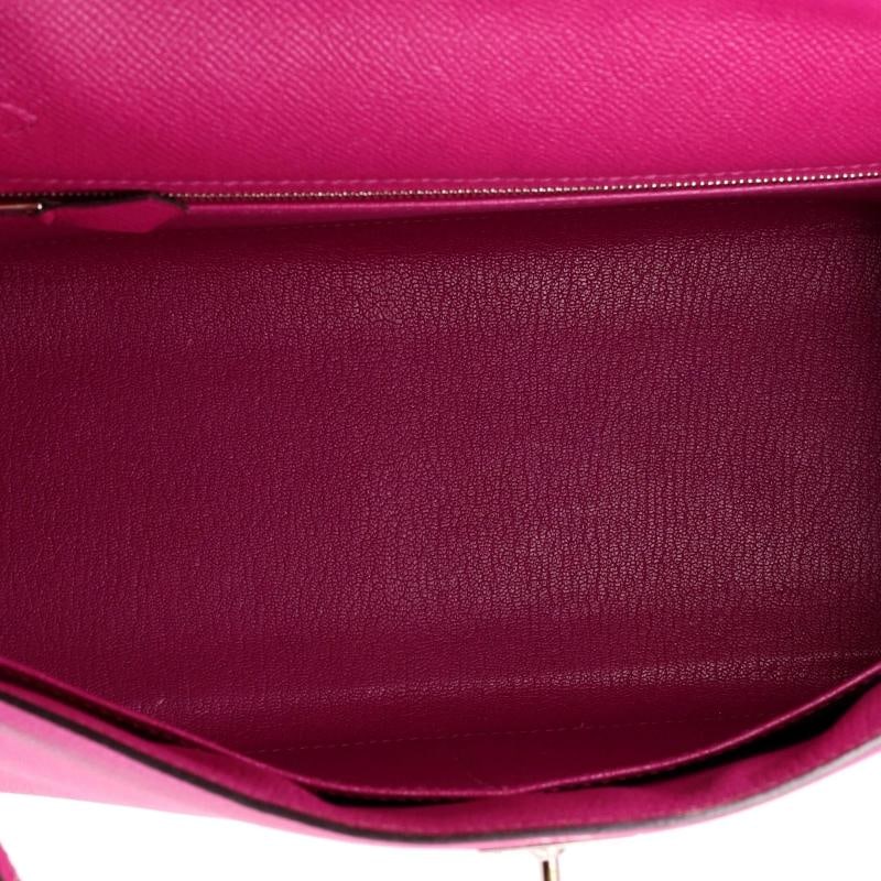 Hermes Kelly Handbag Pink Epsom with Palladium Hardware 28 - 7