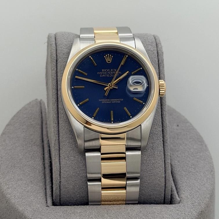 Rolex Datejust 16203 36mm Factory Blue Dial 18k Yellow Gold Stainless Steel - 4