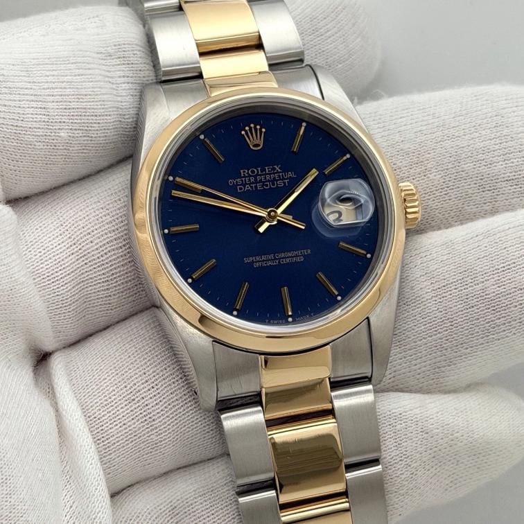 Rolex Datejust 16203 36mm Factory Blue Dial 18k Yellow Gold Stainless Steel - 5