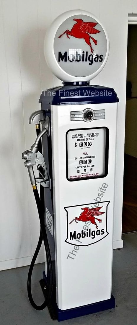 MOBILGAS REPLICA GAS PUMP~(78" HIGH , THE BASE IS 16 1/2" x 16 1/2"): 78" HIGH , THE BASE IS 16 1/2" x 16 1/2" . THE NOZZLE STICKS OUT A FEW INCHES MAKING THE OVERALL WIDTH 20". Condition: New: A brand-new, unused, unopened, undamaged item (including handmade items).
