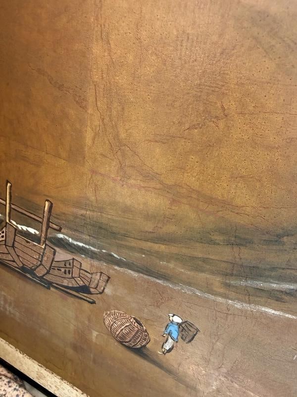 Antique Japanese 4 Panel Folding Screen Painted~Signed~(66Ã¢â‚¬Â? x 3 - 15