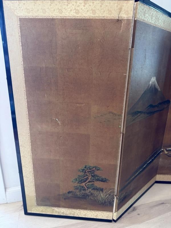 Antique Japanese 4 Panel Folding Screen Painted~Signed~(66Ã¢â‚¬Â? x 3 - 4