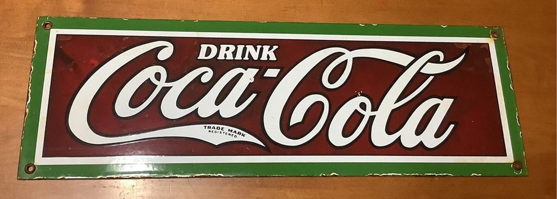ANTIQUE COCA COLA PORCELAIGN SIGN~(18Ã¢â‚¬Â? x 6Ã¢â (1 of 4)