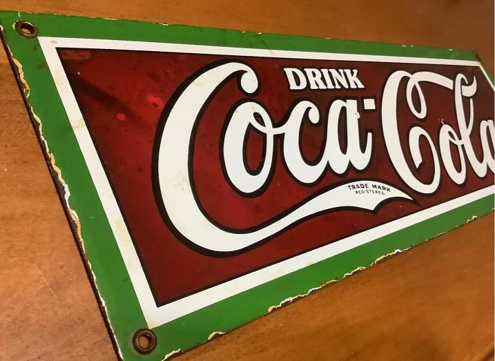 ANTIQUE COCA COLA PORCELAIGN SIGN~(18Ã¢â‚¬Â? x 6Ã¢â - 2