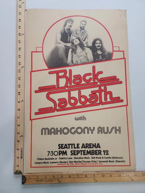 RARE~ VINTAGE BLACK SABBATH CONCERT POSTER~(14" x 21.5"): Industry: Music,Original/Reproduction: Original,Genre: Rock & Pop,Country of Origin: United States