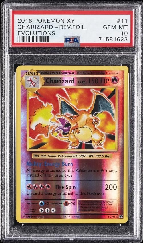 2016 POKEMON XY EVOLUTIONS #11 CHARIZARD-REVERSE FOIL PSA 10: Condition: Graded - PSA 10: Professionally graded ,Graded: Yes,Set: 2016 POKEMON XY EVOLUTIONS,Game: PokÃƒÂ©mon TCG,Character: CHARIZARD-REVERSE FOIL,Card Name: CHARIZARD-REVERSE F