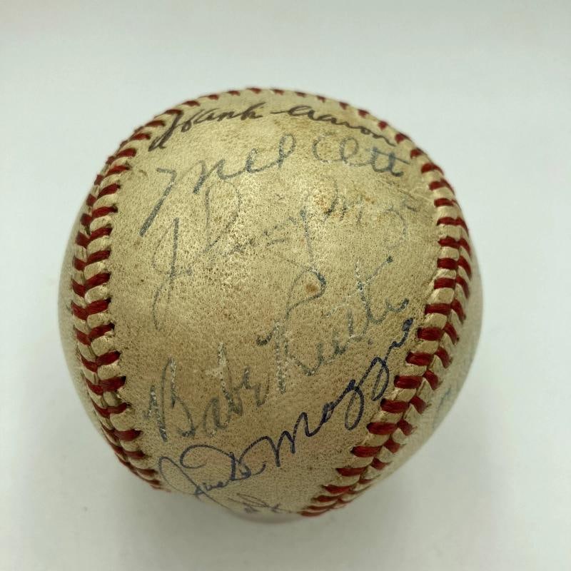 Babe Ruth Mel Ott Joe Dimaggio Ted Williams Willie Mays Signed Baseball PSA DNA (1 of 11)