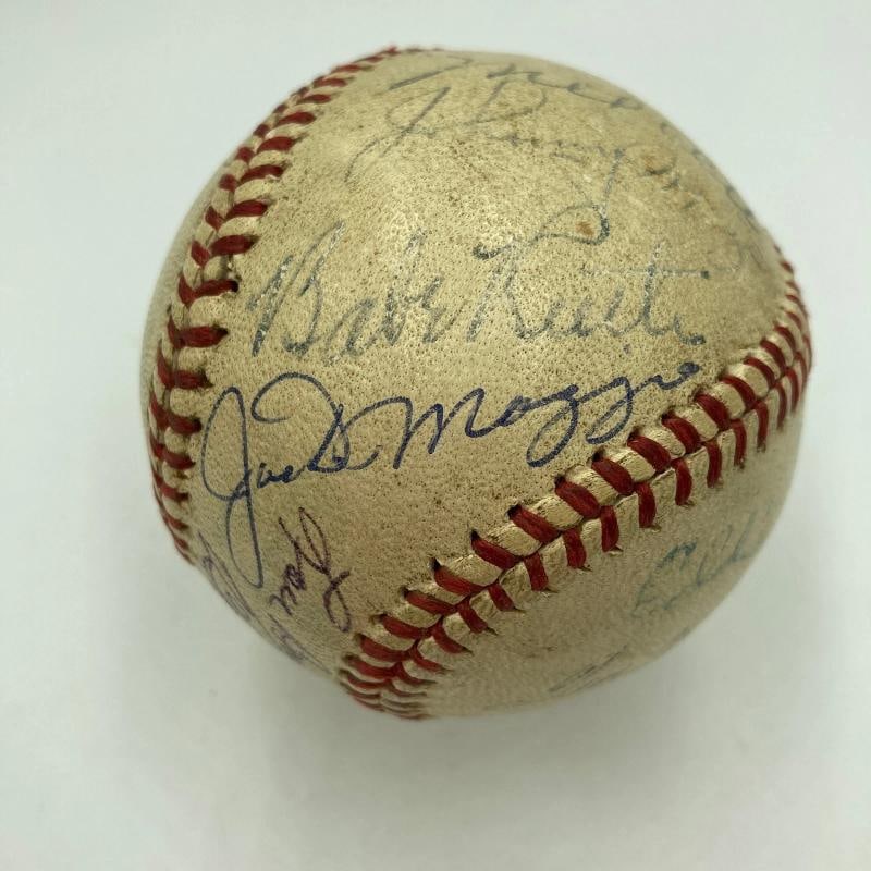 Babe Ruth Mel Ott Joe Dimaggio Ted Williams Willie Mays Signed Baseball PSA DNA - 3
