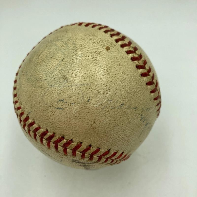 Babe Ruth Mel Ott Joe Dimaggio Ted Williams Willie Mays Signed Baseball PSA DNA - 8
