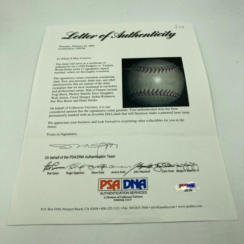 Jackie Robinson & Mickey Mantle Signed 1956 World Series Game Used Baseball PSA - 4