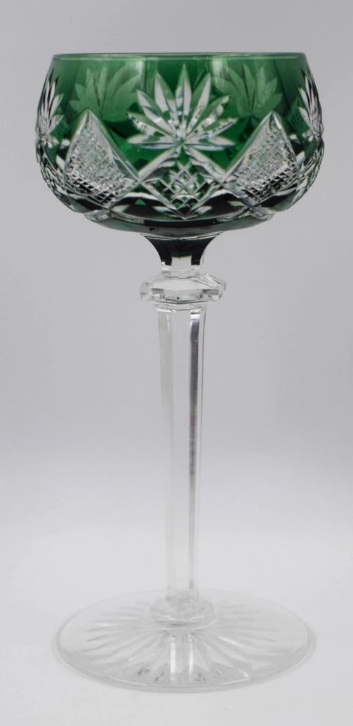 12 Val Saint Lambert Forest Green Berncastel Hock Wine Glasses, Circa 1950 - 3