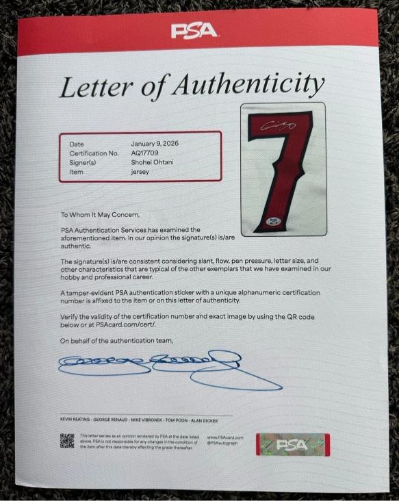 Shohei Ohtani Autographed Signed Official Nike Angels Baseball Jersey PSA LOA - 9