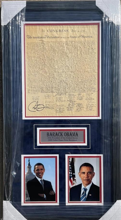 BARACK OBAMA Signed Framed Declaration Of Independence Poster (PSA): Condition: New: A brand-new, unused, unopened, undamaged item (including handmade items). See the seller's listing for full details. ,Industry: Presidential,President: Barack Obama,Signed: Yes,Autogra