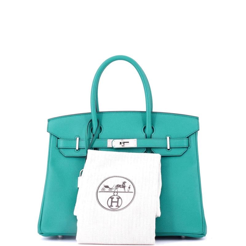 Hermes Birkin Handbag Blue Epsom with Palladium Hardware 30 - 2