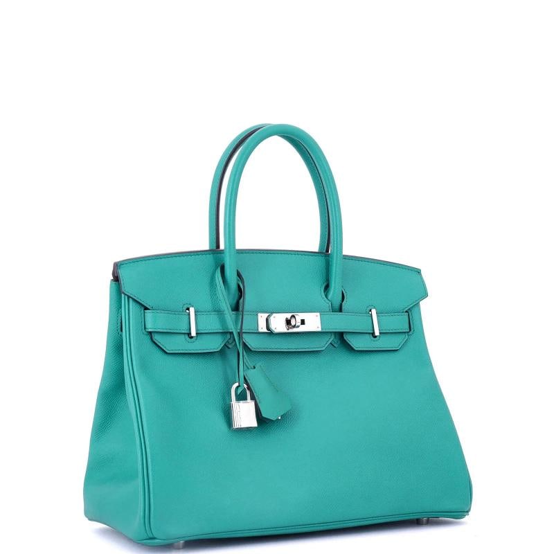 Hermes Birkin Handbag Blue Epsom with Palladium Hardware 30 - 3