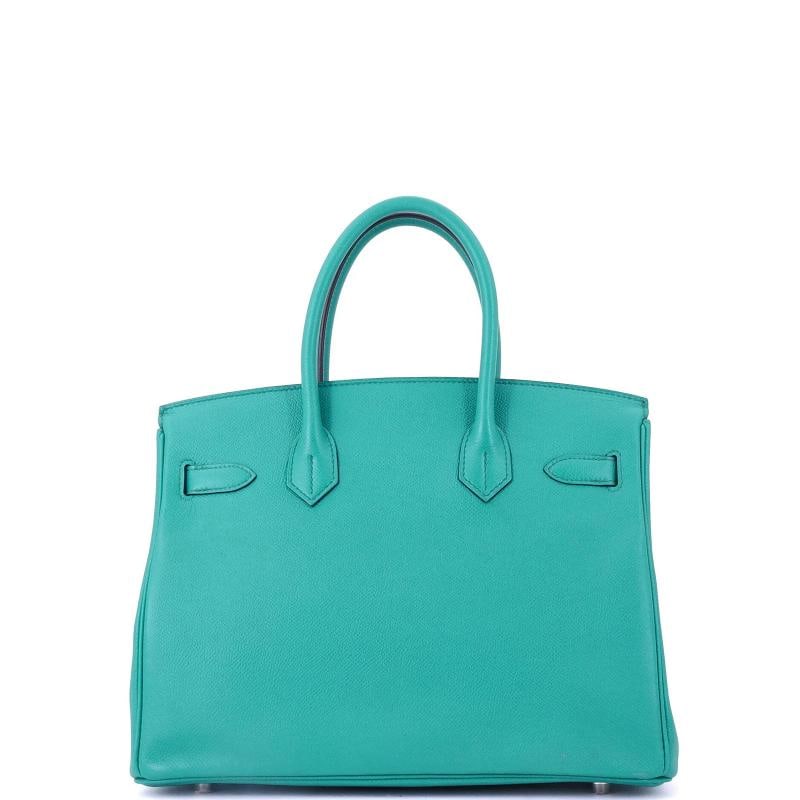 Hermes Birkin Handbag Blue Epsom with Palladium Hardware 30 - 4