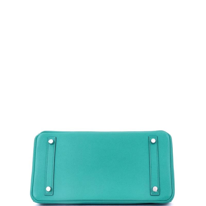 Hermes Birkin Handbag Blue Epsom with Palladium Hardware 30 - 5