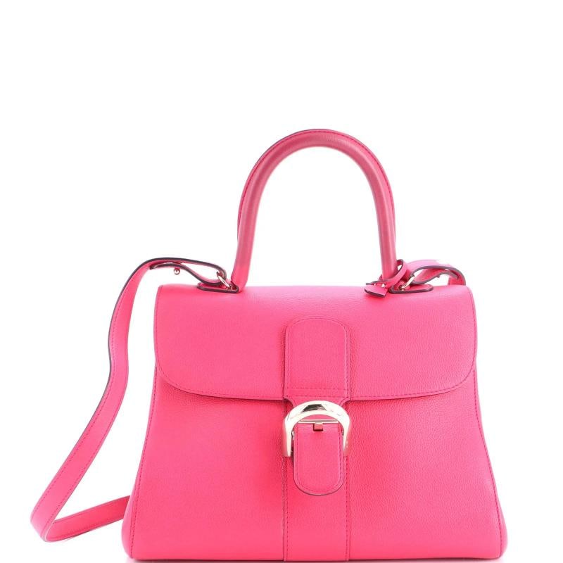 Delvaux Brillant Top Handle Bag Leather MM: Accessories: Mirror, Charms, With Strap Measurements: Handle Drop 4.5", Height 8.5", Width 11", Depth 6", Strap Drop 14.5-20". Condition: Pre-owned - Good,Brand: Delvaux,Exterior Material: