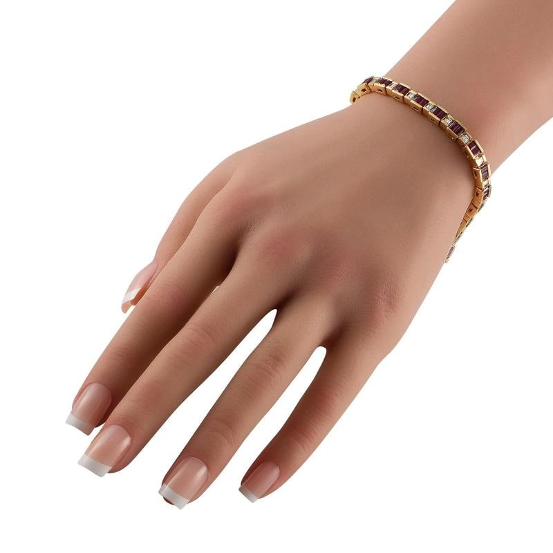 18K Yellow Gold 1.50ct Diamond and Ruby Bracelet - 2