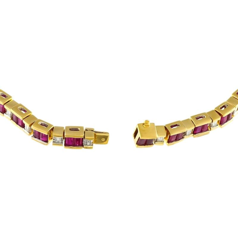 18K Yellow Gold 1.50ct Diamond and Ruby Bracelet - 3