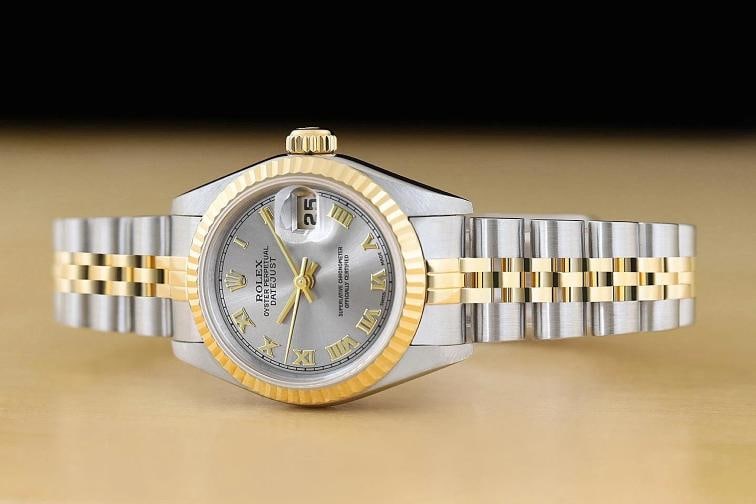 ROLEX LADIES DATEJUST 79173 GRAY ROMAN DIAL 18K YELLOW GOLD STEEL 2-TONE WATCH - 2