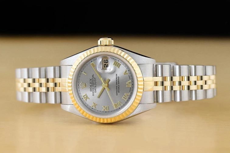 ROLEX LADIES DATEJUST 79173 GRAY ROMAN DIAL 18K YELLOW GOLD STEEL 2-TONE WATCH - 3
