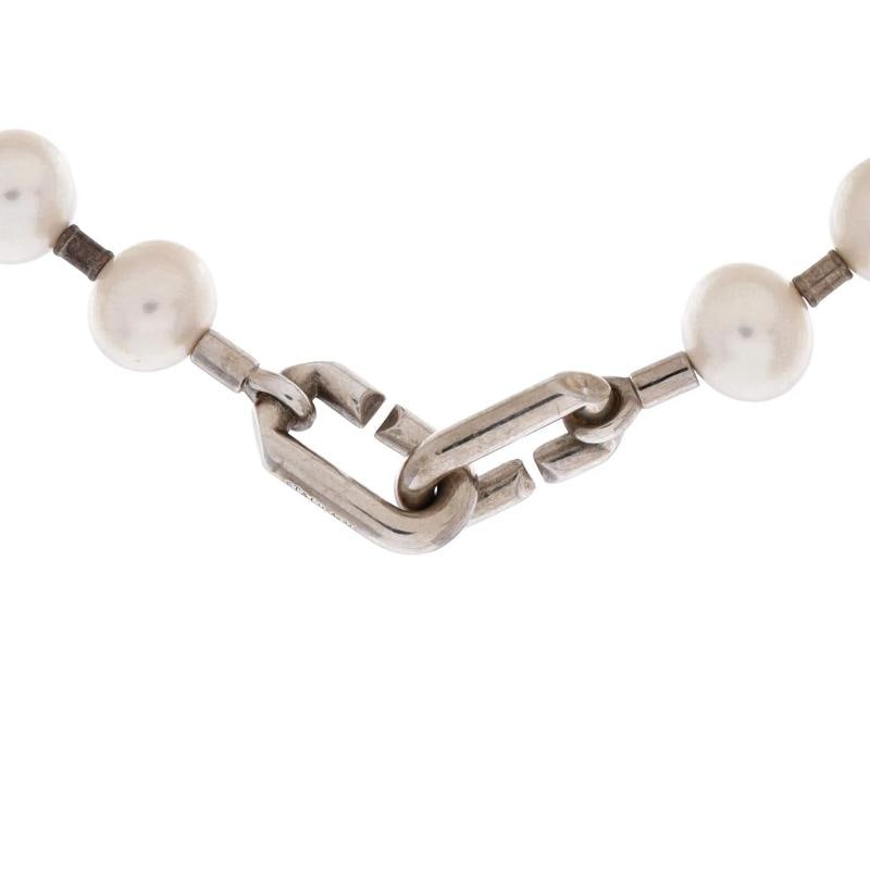 Tiffany & Co. Hardwear Lock Necklace Sterling Silver and Pearls - 4