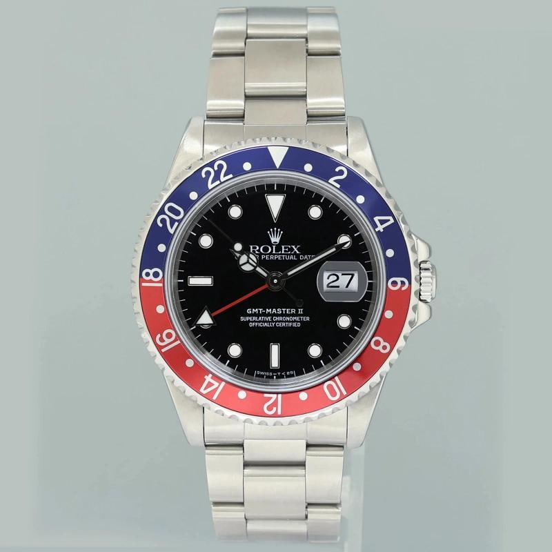 MINT 1998 PAPERS Rolex GMT-Master II Pepsi Blue Red Steel 16710 Black Watch Box - 2