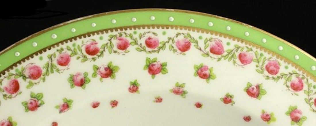 12 Vintage English George Jones Jeweled Porcelain Floral Soup Bowls - 3