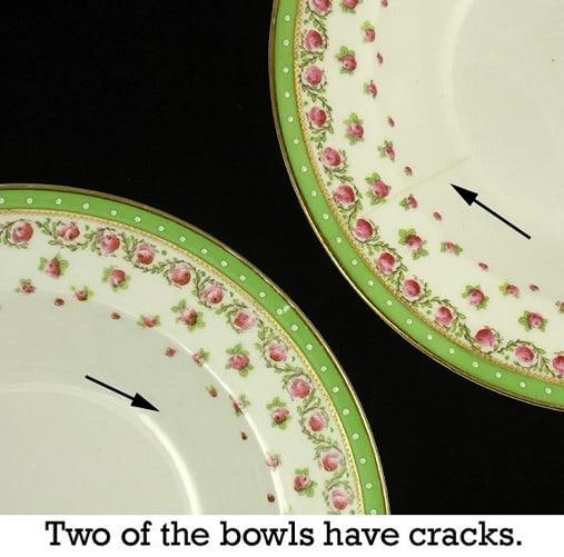 12 Vintage English George Jones Jeweled Porcelain Floral Soup Bowls - 5