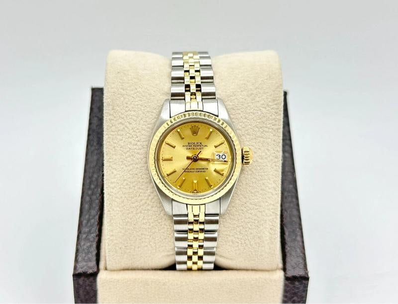 Rolex Ladies Datejust 6917 Champagne Dial Yellow Gold Stainless Steel Jubilee - 2