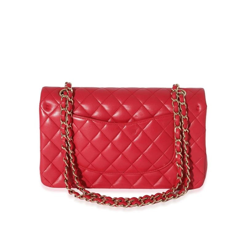 Chanel Dark Pink Quilted Lambskin Medium Classic Double Flap Bag - 4