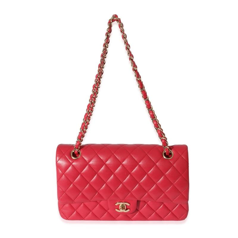 Chanel Dark Pink Quilted Lambskin Medium Classic Double Flap Bag - 5